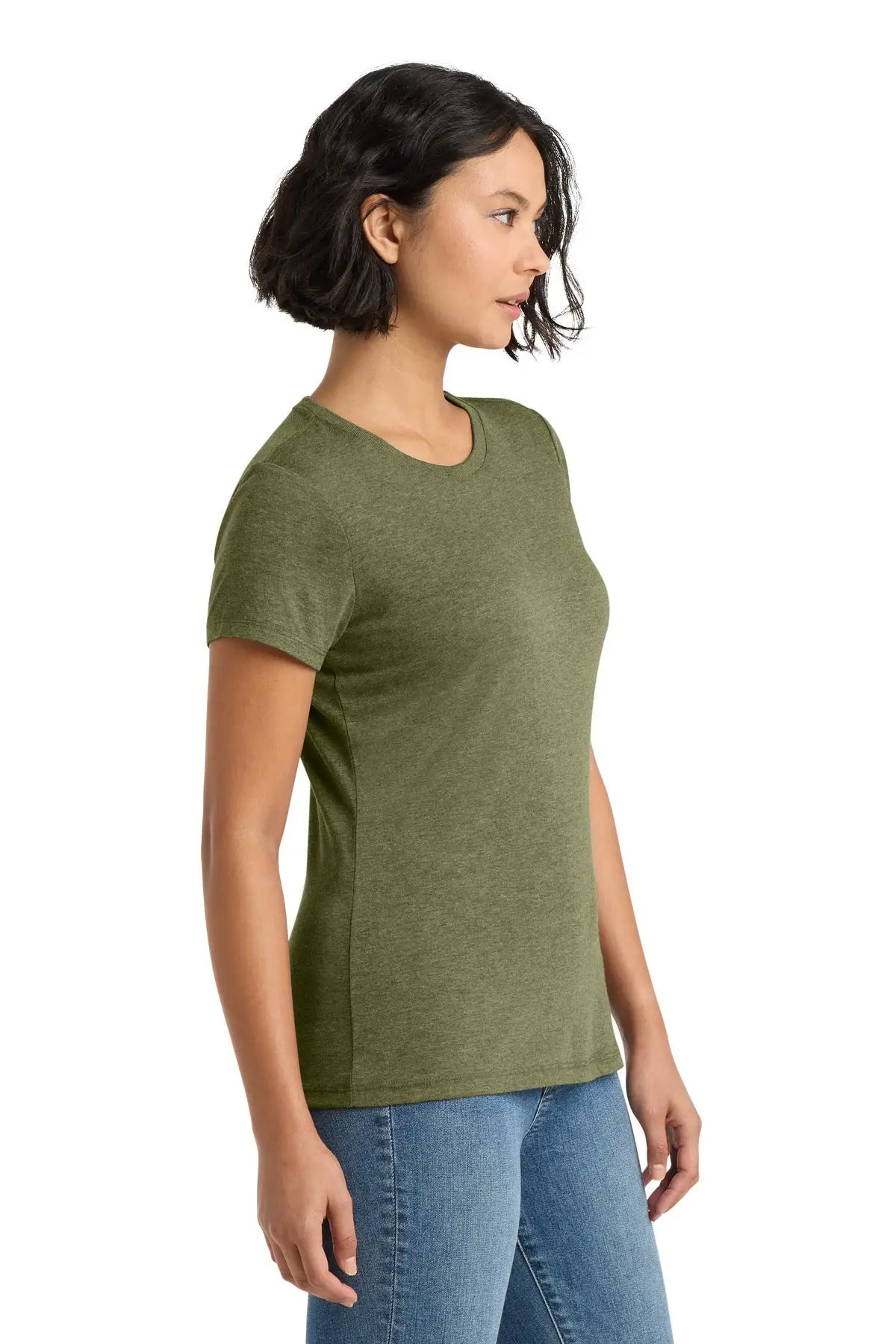 District Dm130l Women’s Perfect Tri Tee - Military Green Frost