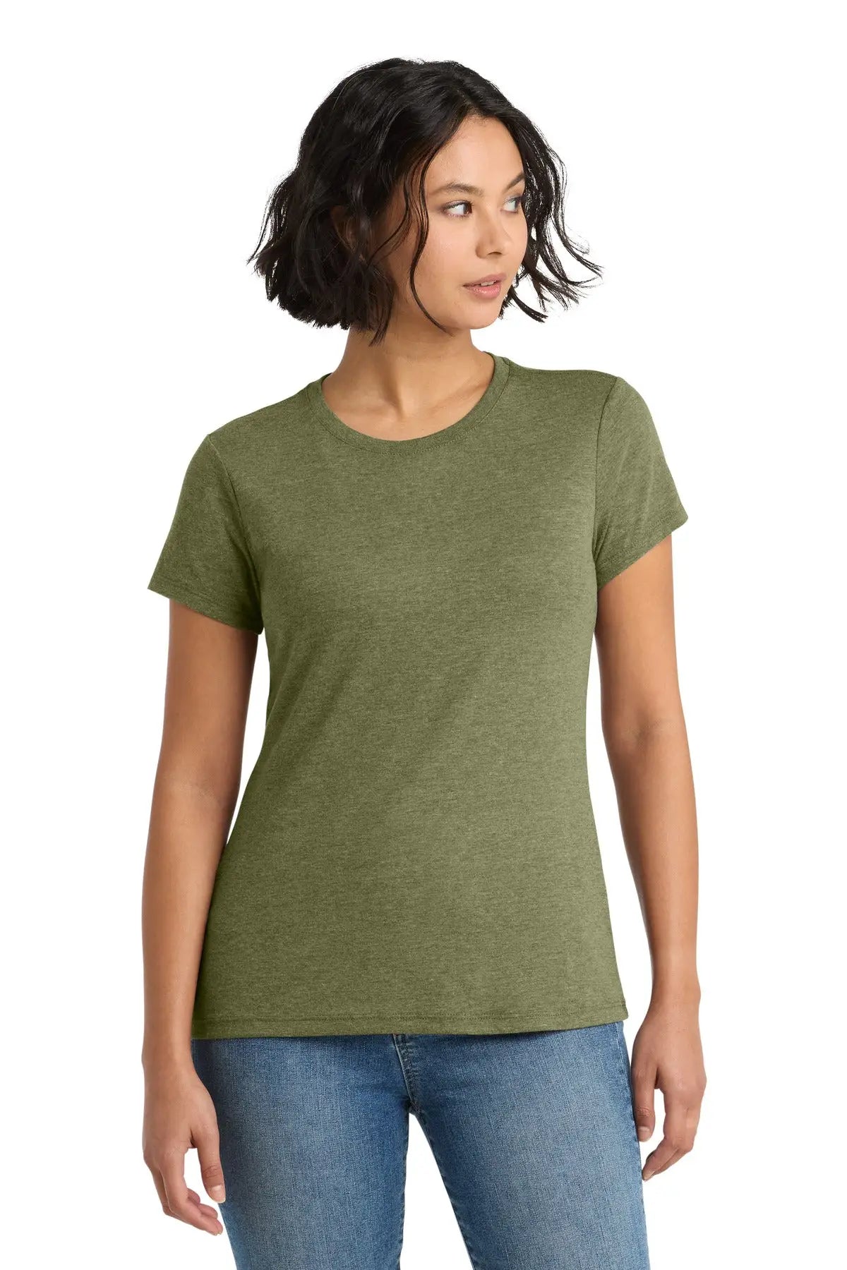 District Dm130l Women’s Perfect Tri Tee - Military Green Frost