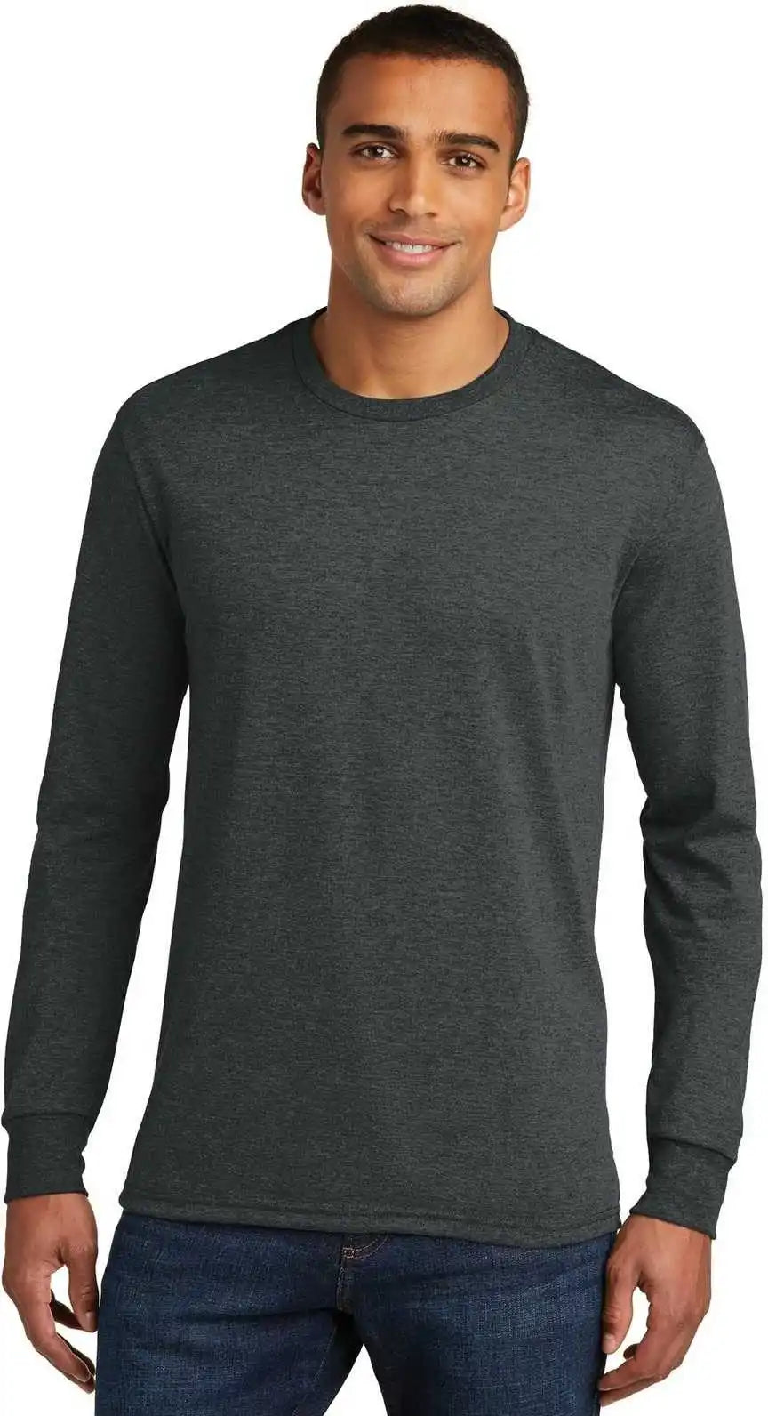 District Dm132 Perfect Tri Long Sleeve Tee - Black Frost