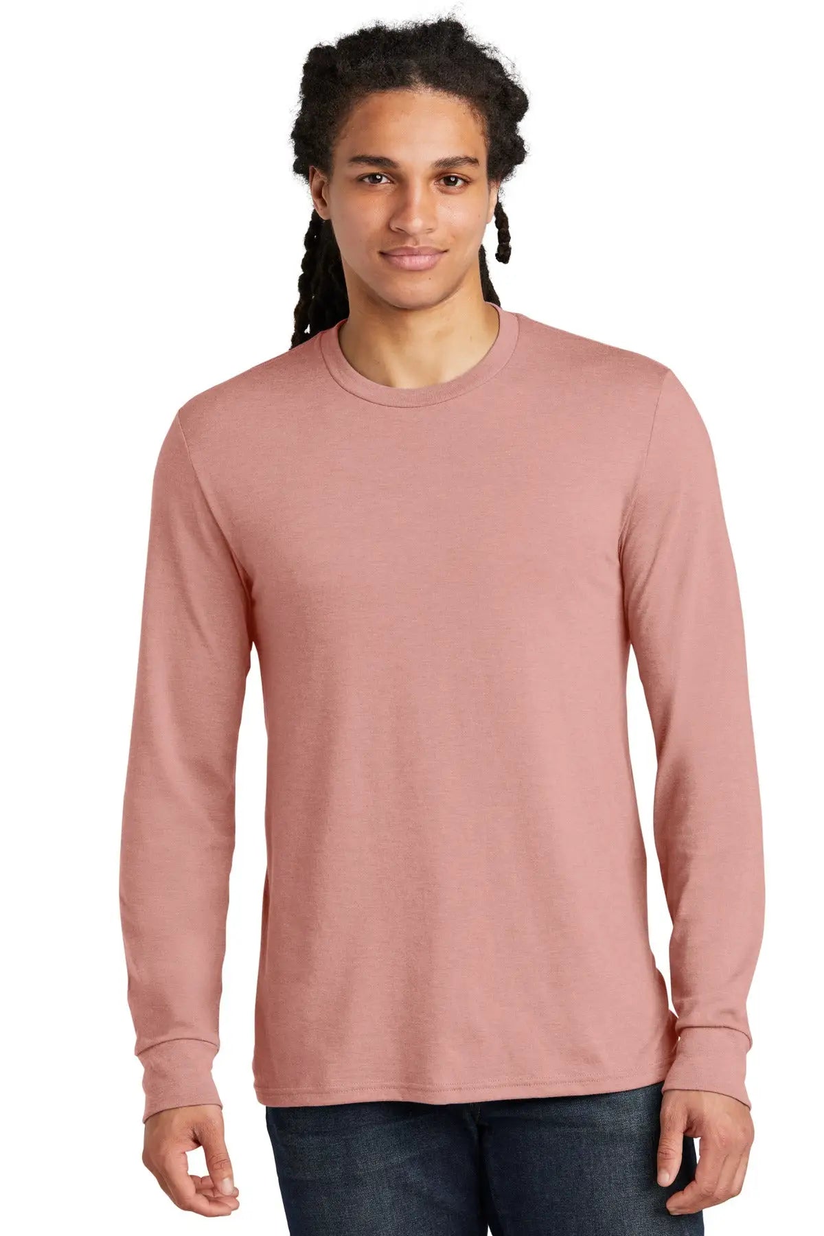 District Dm132 Perfect Tri Long Sleeve Tee - Blush Frost - Adult Xs