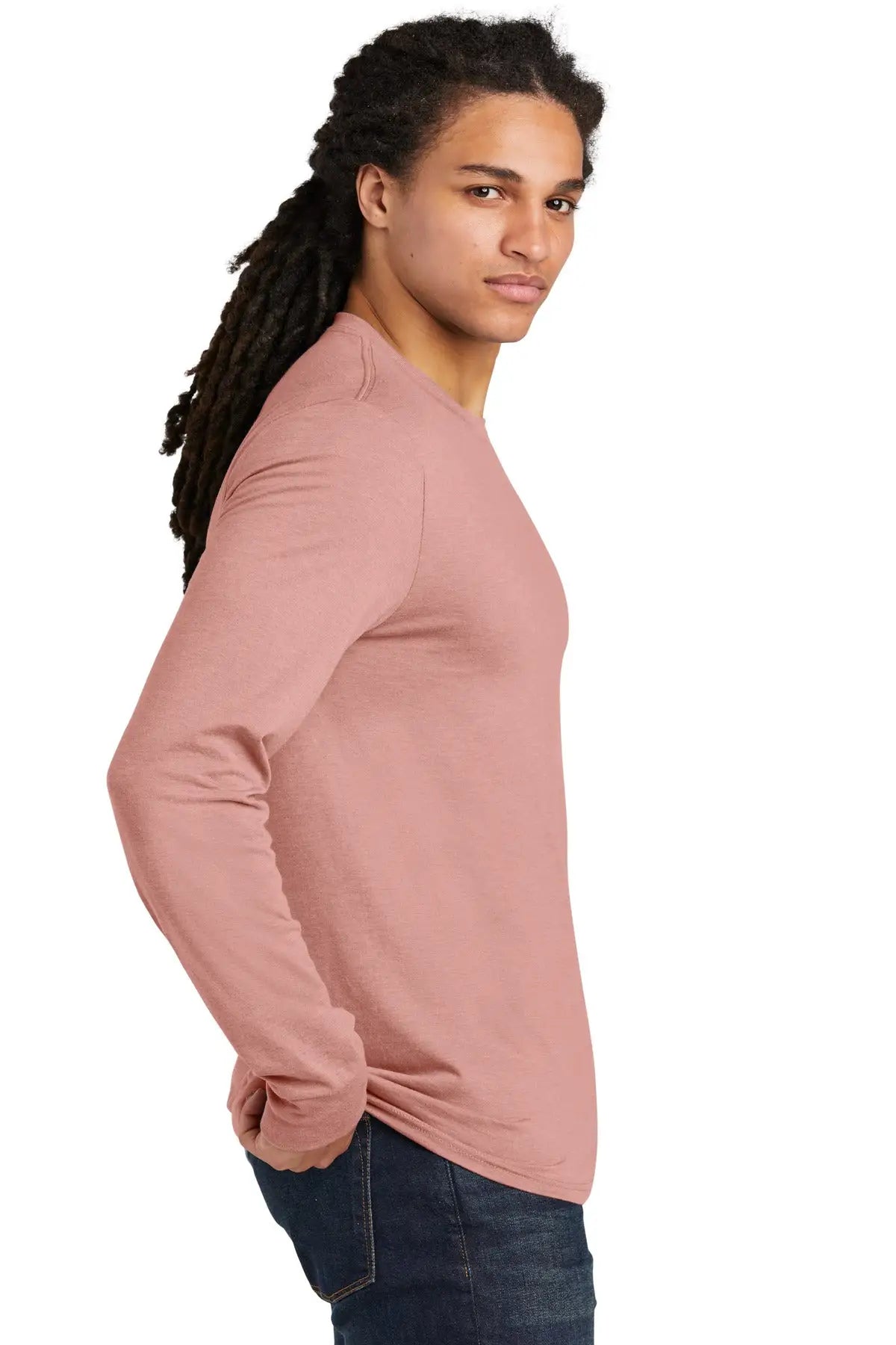 District Dm132 Perfect Tri Long Sleeve Tee - Blush Frost