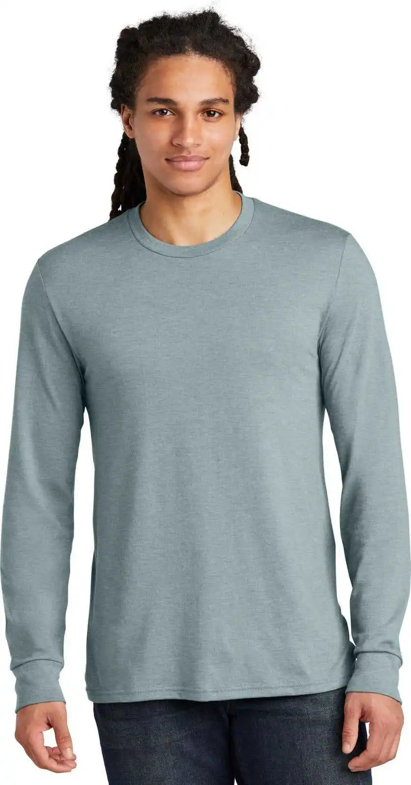 District Dm132 Perfect Tri Long Sleeve Tee Flint Blue Heather