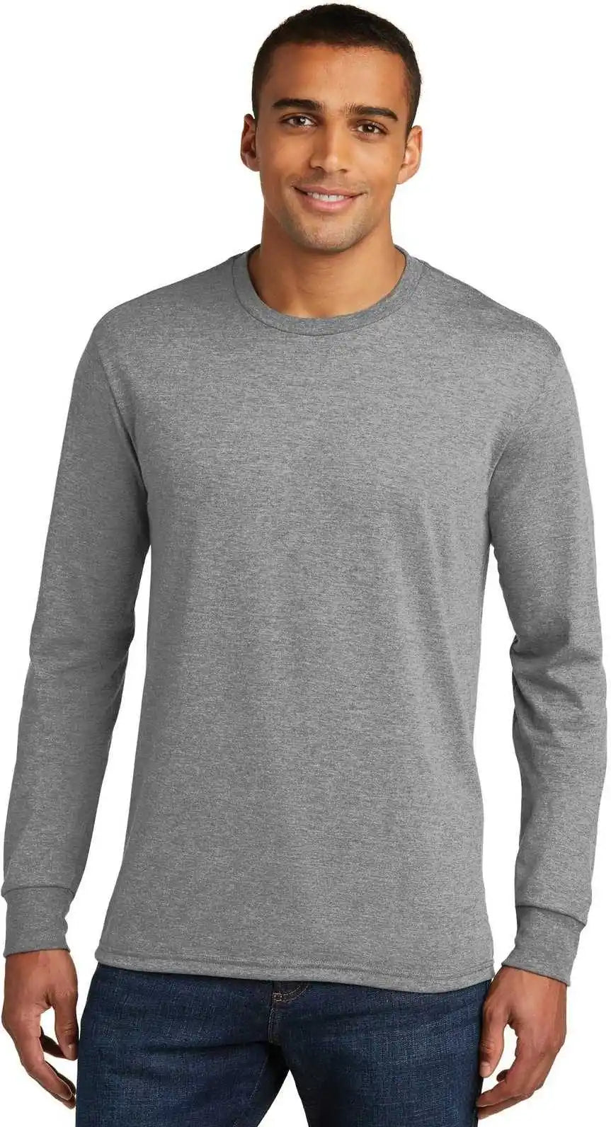District Dm132 Perfect Tri Long Sleeve Tee - Gray Frost