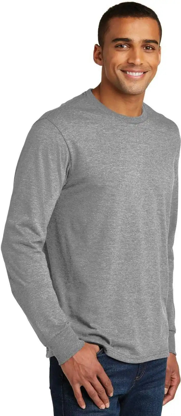 District Dm132 Perfect Tri Long Sleeve Tee - Gray Frost