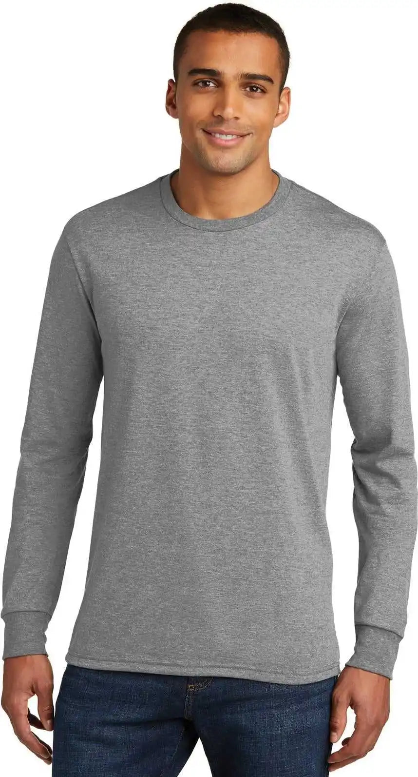 District Dm132 Perfect Tri Long Sleeve Tee - Grey Frost