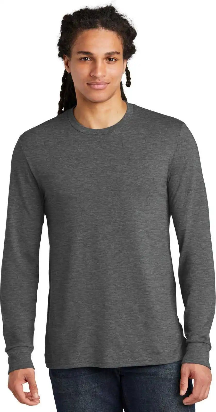 District Dm132 Perfect Tri Long Sleeve Tee Heathered Charcoal