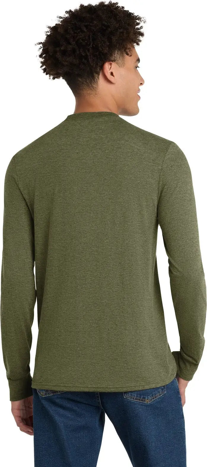 District Dm132 Perfect Tri Long Sleeve Tee - Military Green Frost