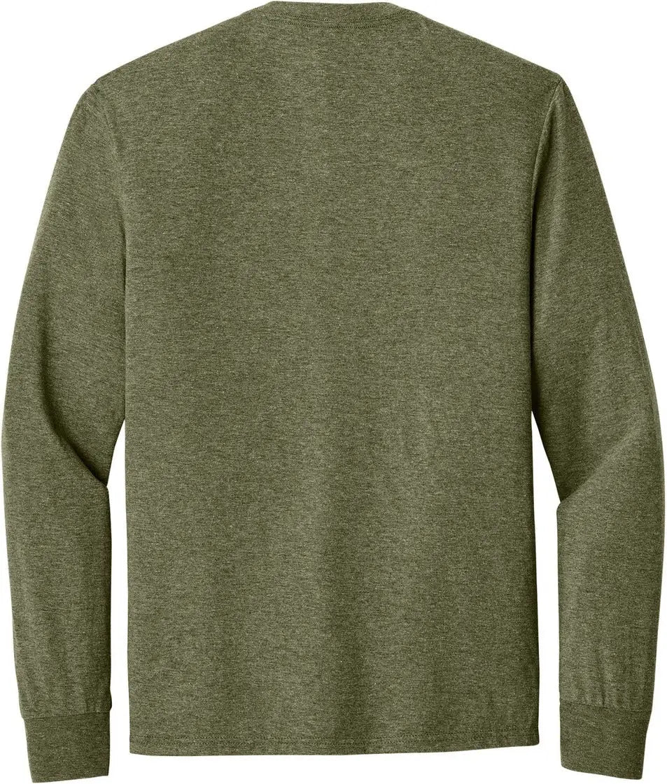 District Dm132 Perfect Tri Long Sleeve Tee - Military Green Frost - Adult Xs