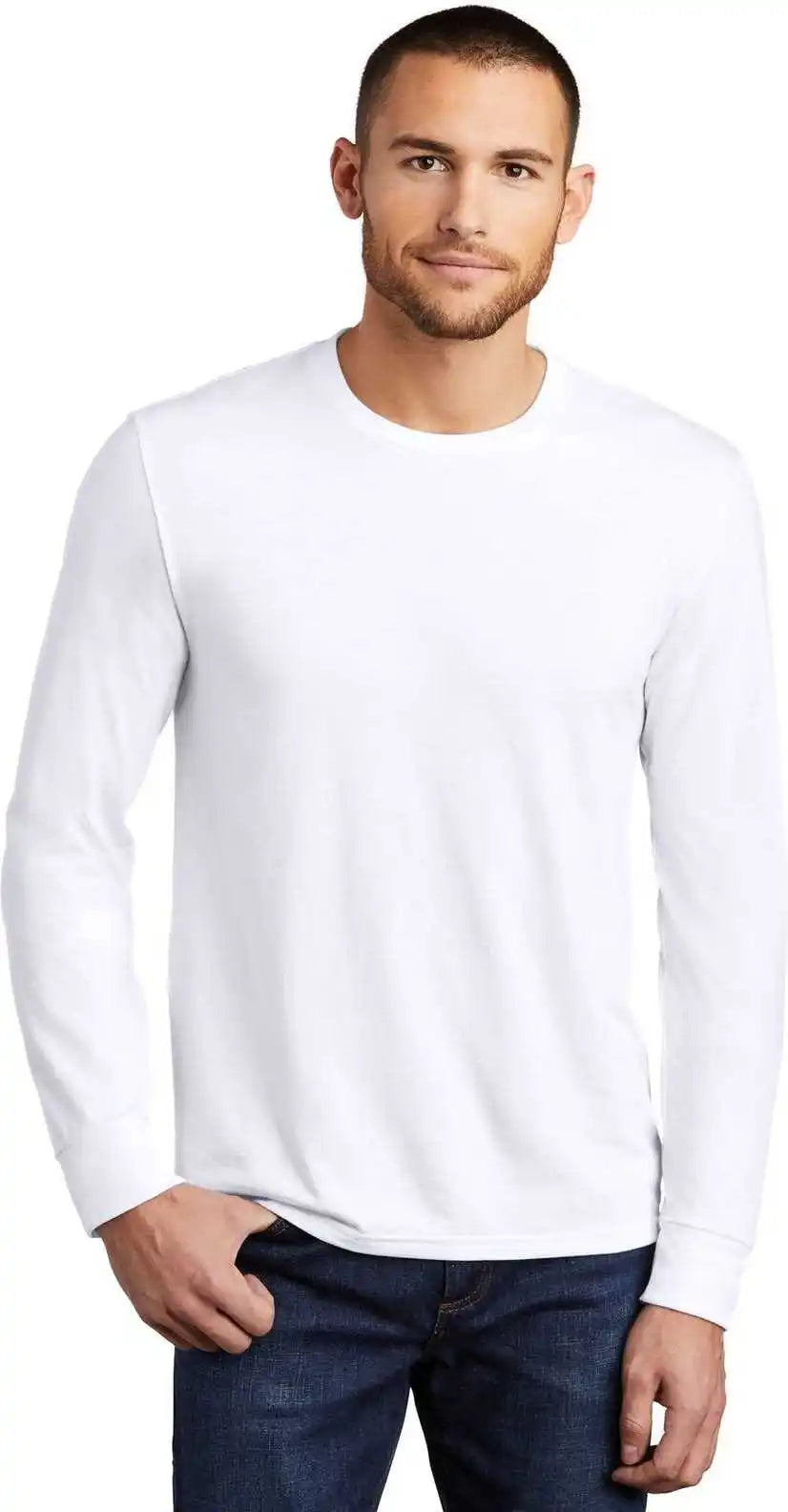 District Dm132 Perfect Tri Long Sleeve Tee White