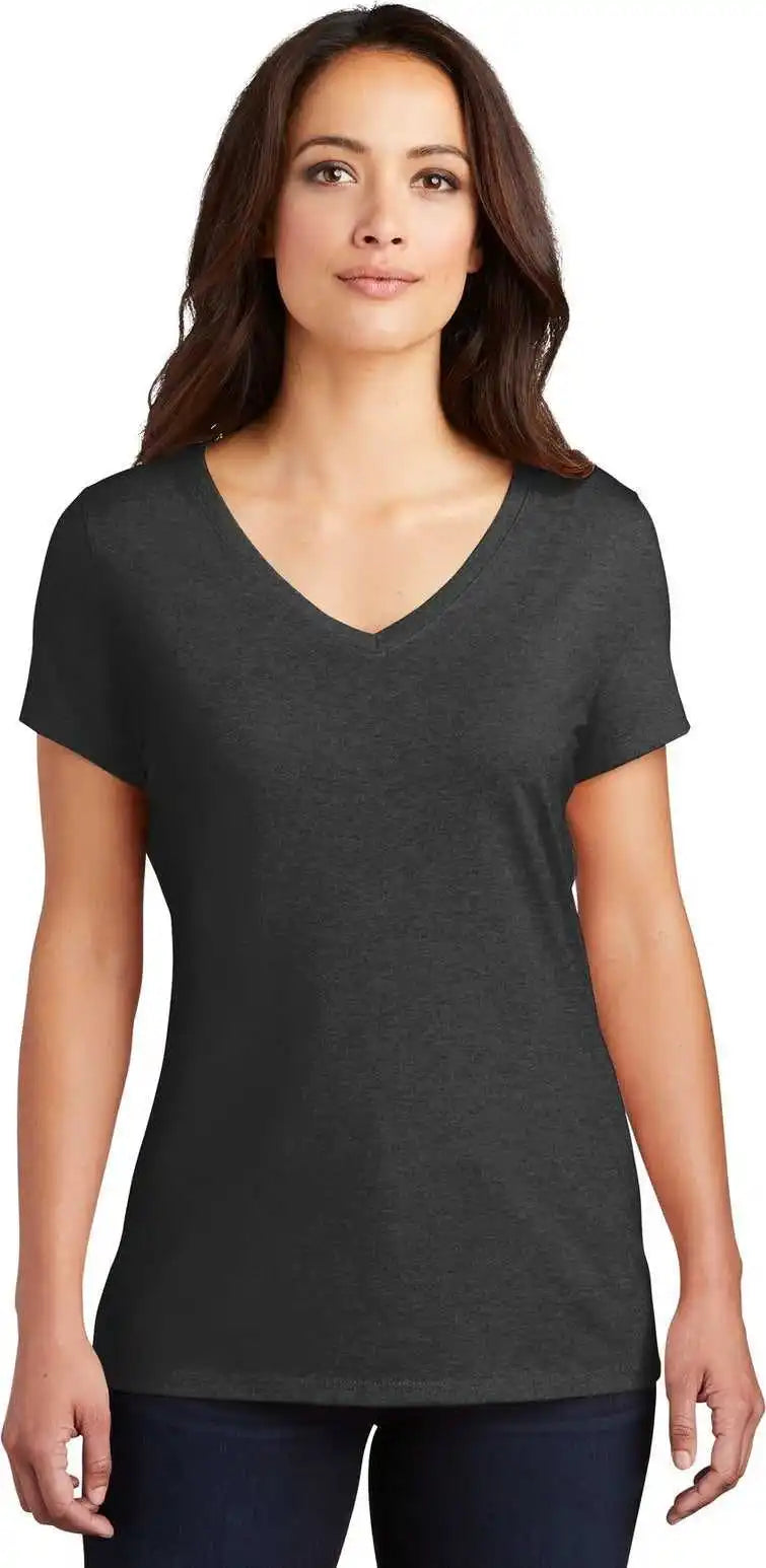 District Dm1350l Women’s Perfect Tri V-neck Tee - Black Frost