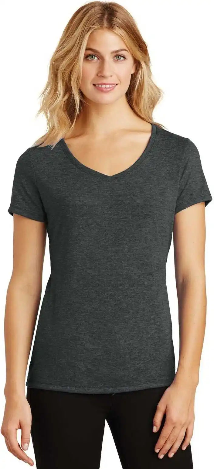 District Dm1350l Women’s Perfect Tri v Neck Tee Black Frost