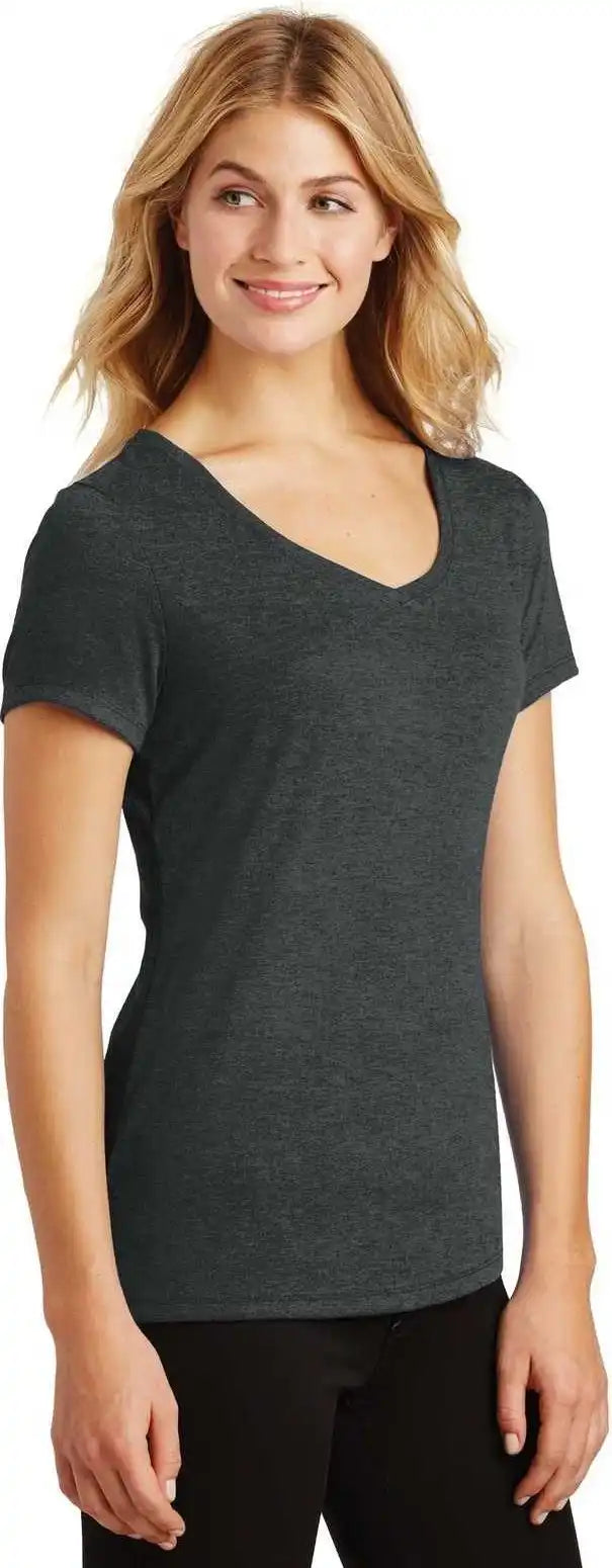 District Dm1350l Women’s Perfect Tri v Neck Tee Black Frost