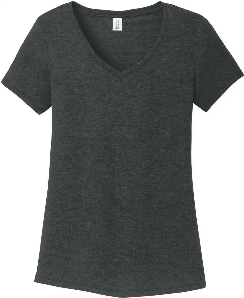 District Dm1350l Women’s Perfect Tri v Neck Tee Black Frost
