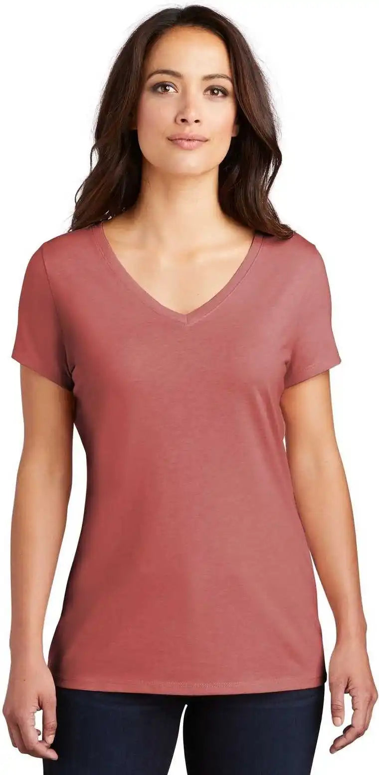 District Dm1350l Women’s Perfect Tri v Neck Tee Blush Frost