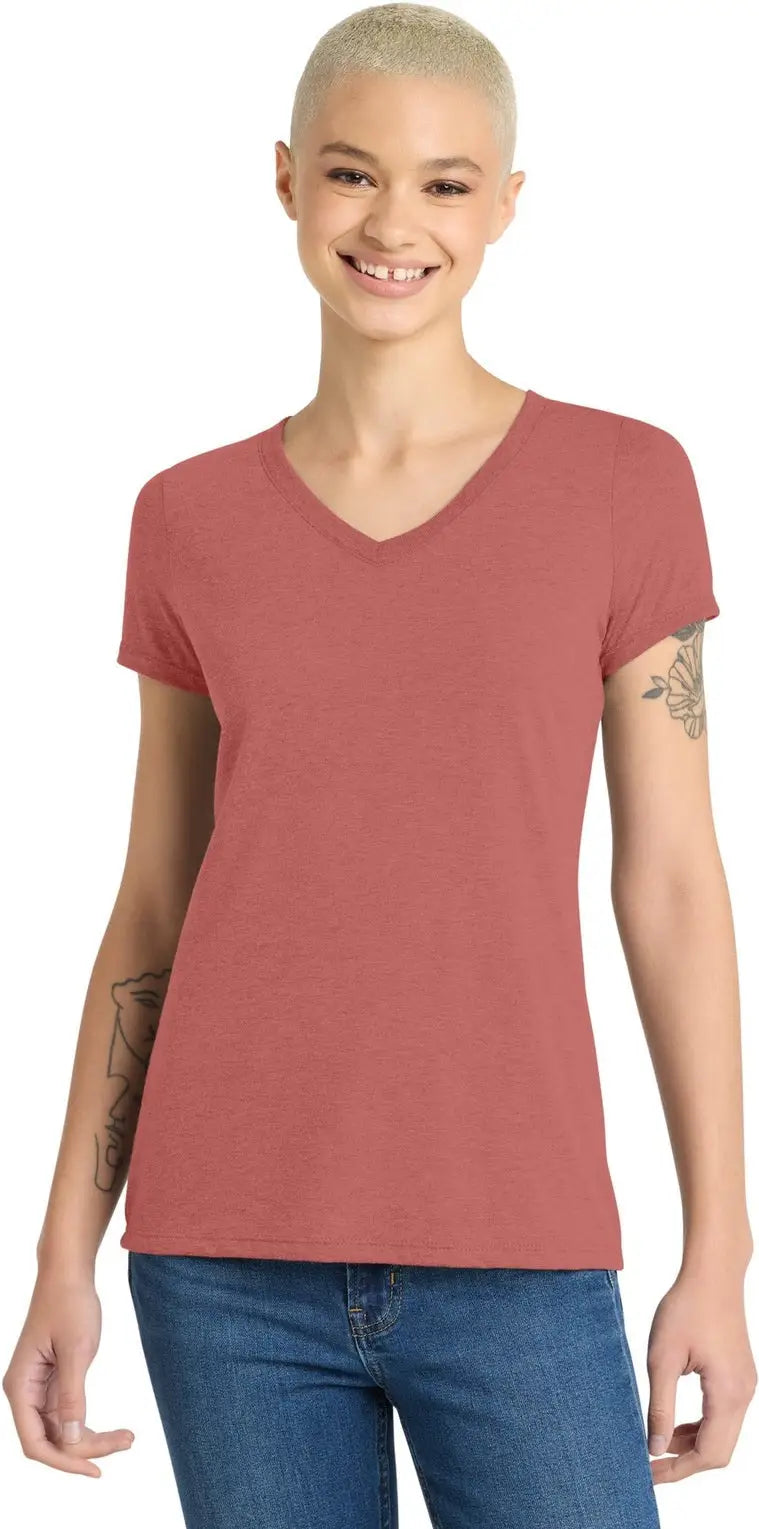 District Dm1350l Women’s Perfect Tri V-neck Tee - Blush Frost