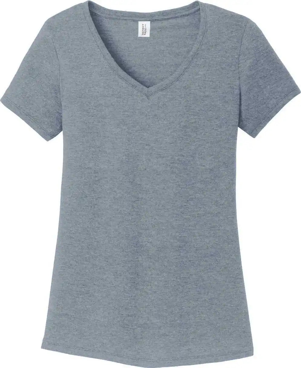 District Dm1350l Women’s Perfect Tri V-neck Tee - Flint Blue Heather