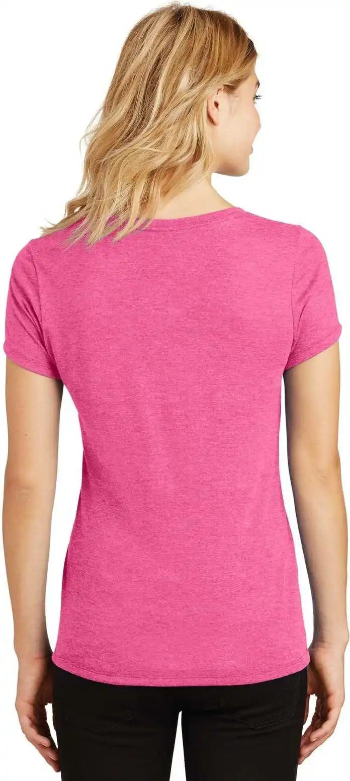 District Dm1350l Women’s Perfect Tri v Neck Tee Fuchsia Frost