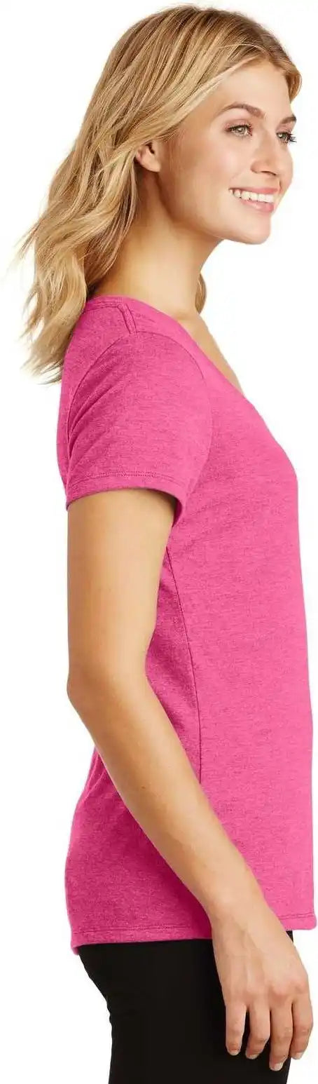 District Dm1350l Women’s Perfect Tri v Neck Tee Fuchsia Frost