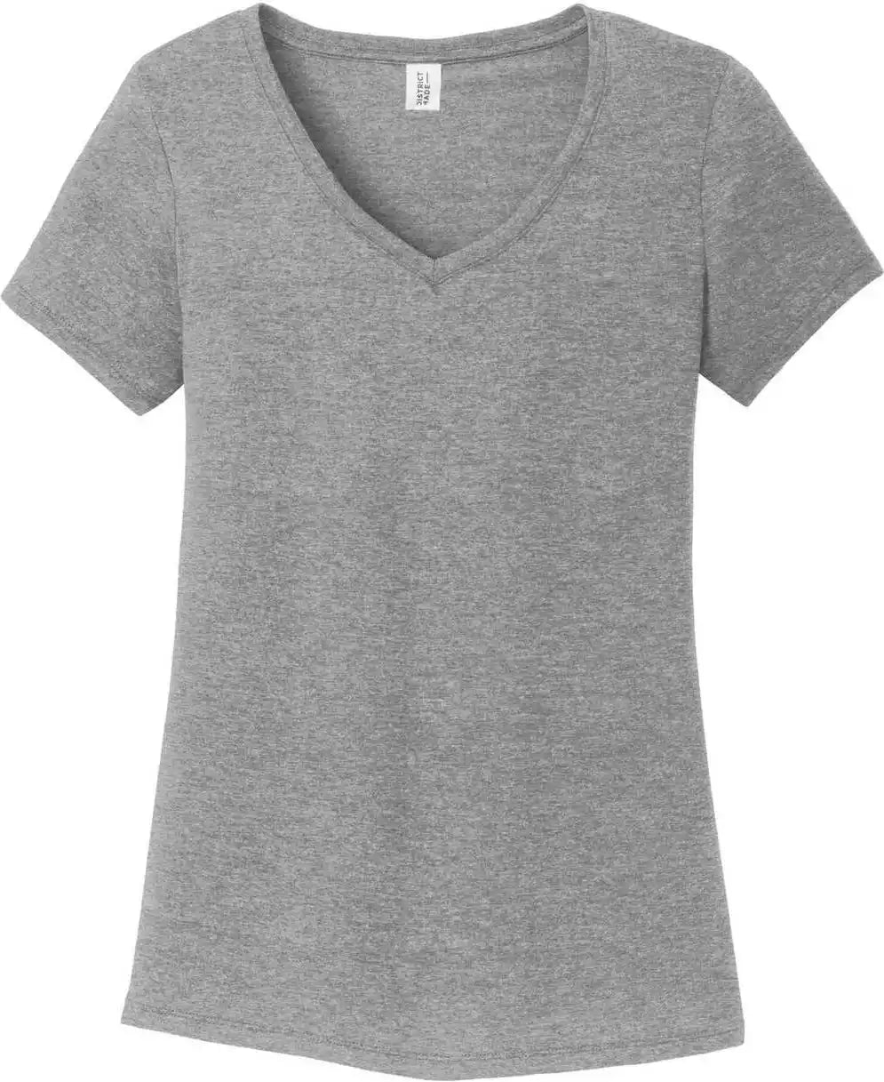 District Dm1350l Women’s Perfect Tri v Neck Tee Gray Frost