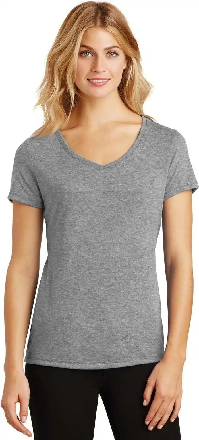 District Dm1350l Women’s Perfect Tri v Neck Tee Gray Frost