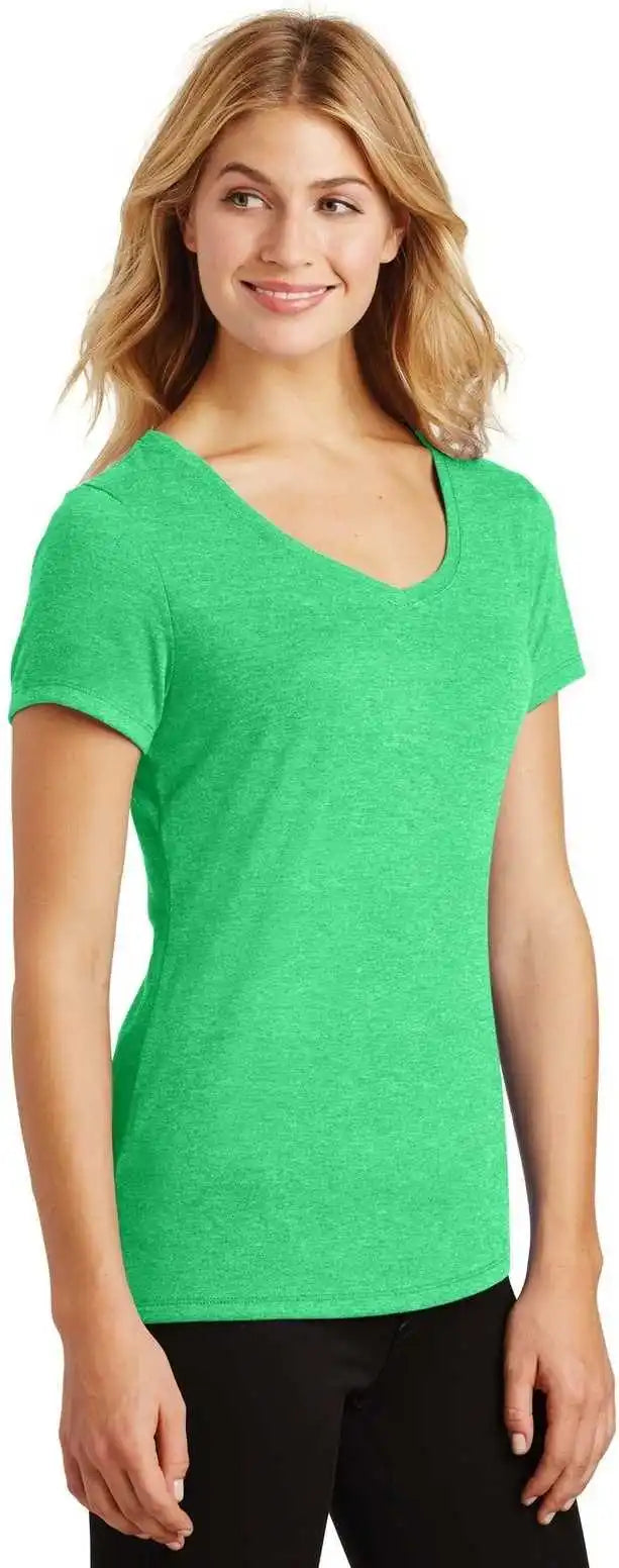 District Dm1350l Women’s Perfect Tri V-neck Tee - Green Frost