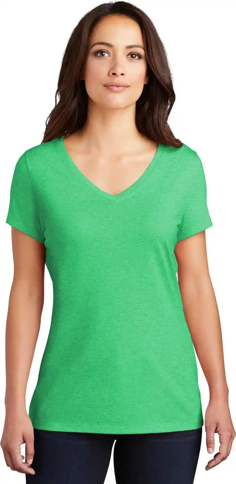 District Dm1350l Women’s Perfect Tri V-neck Tee - Green Frost