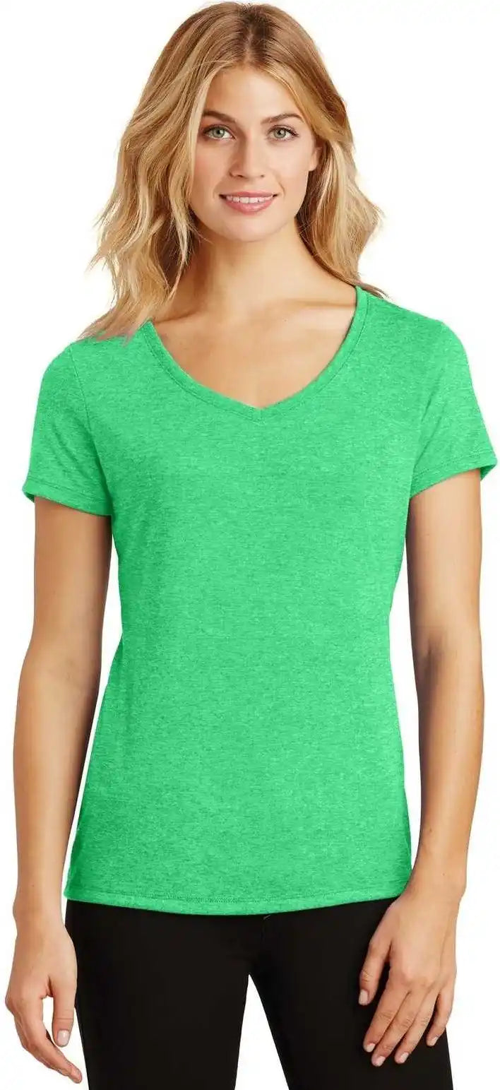 District Dm1350l Women’s Perfect Tri V-neck Tee - Green Frost