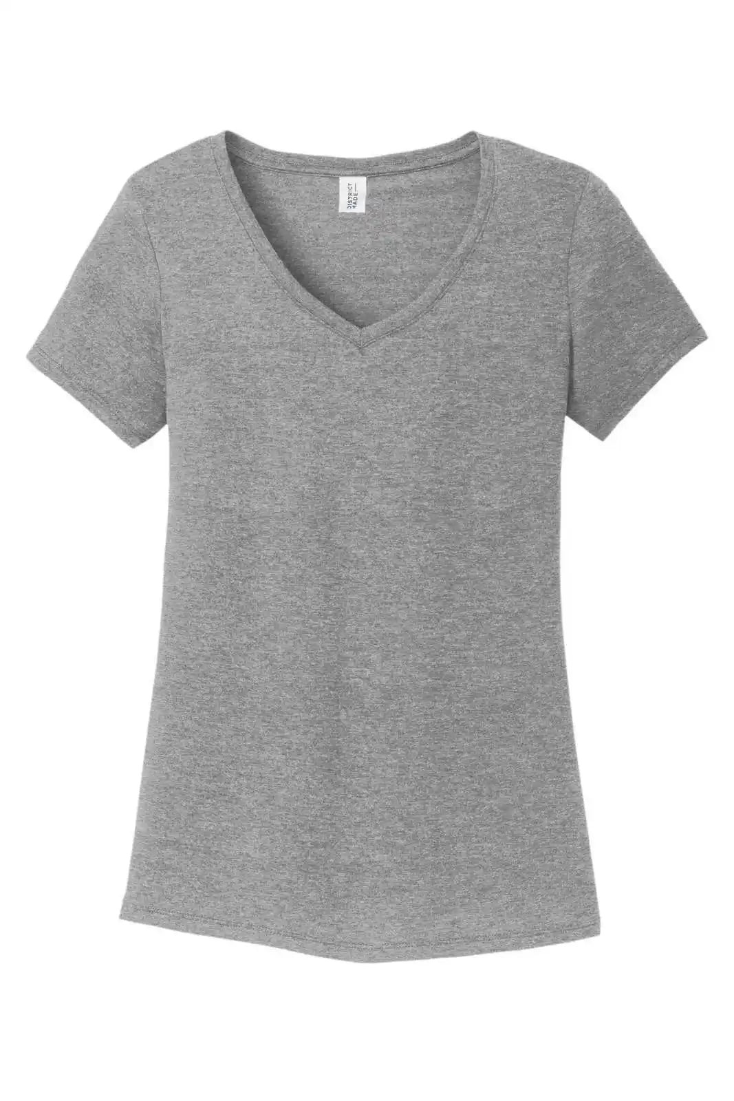 District Dm1350l Women’s Perfect Tri V-neck Tee - Grey Frost