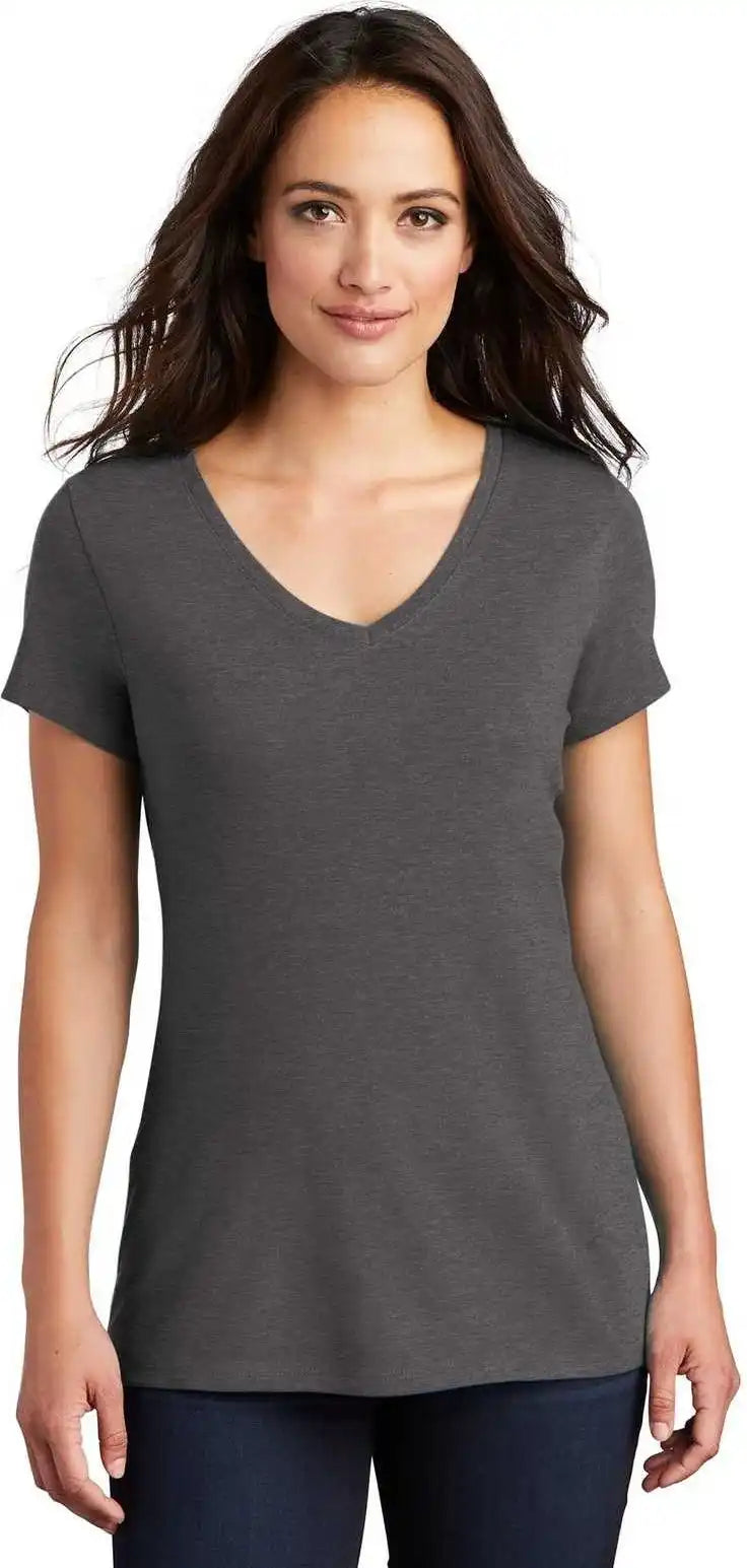 District Dm1350l Women’s Perfect Tri v Neck Tee Heathered Charcoal