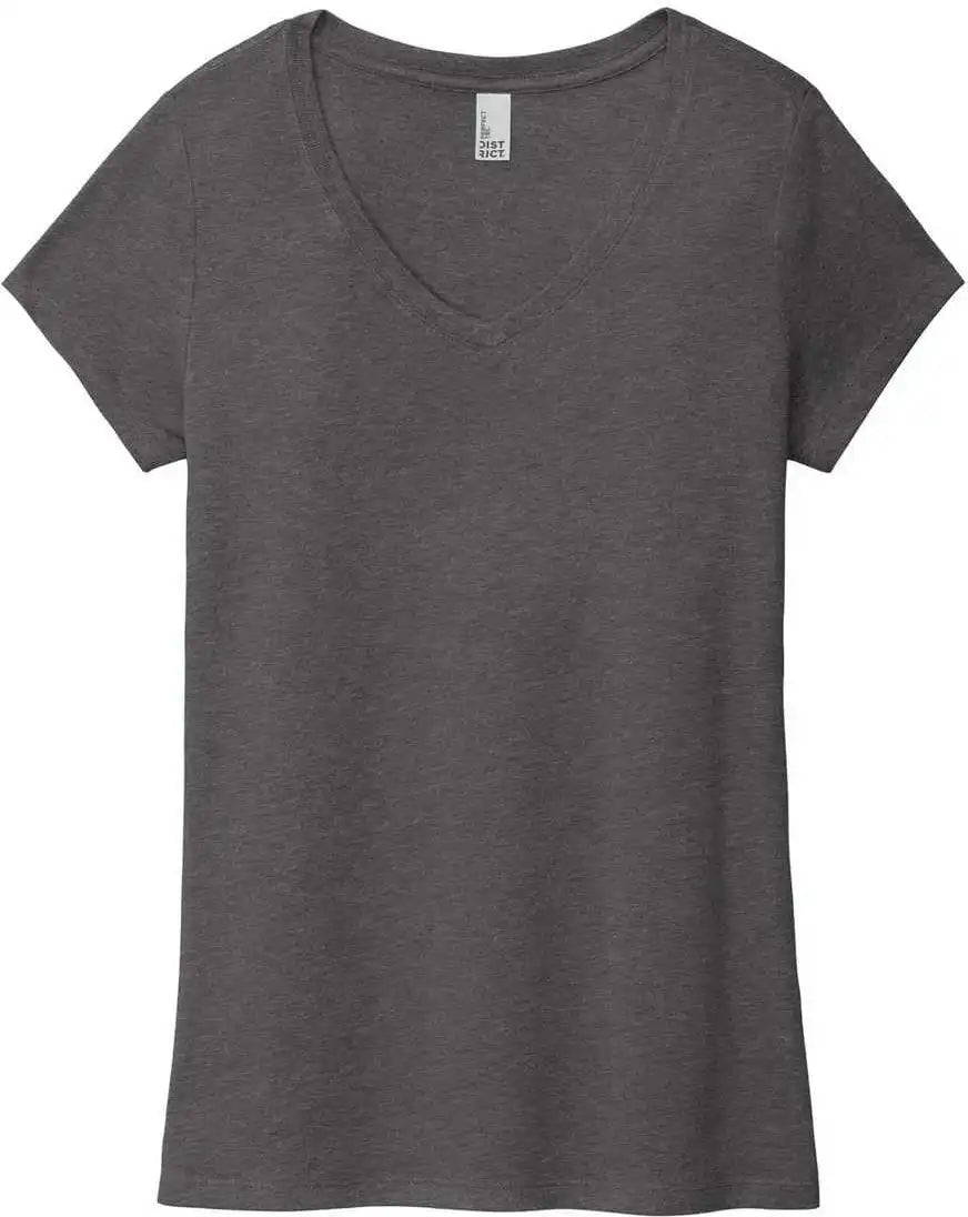 District Dm1350l Women’s Perfect Tri v Neck Tee Heathered Charcoal