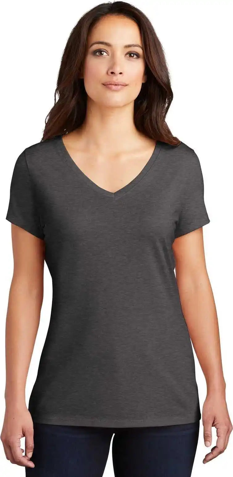District Dm1350l Women’s Perfect Tri V-neck Tee - Heathered Charcoal