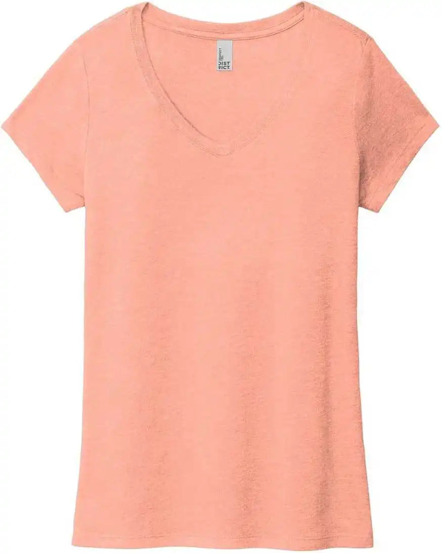 District Dm1350l Women’s Perfect Tri v Neck Tee Heathered Dusty Peach