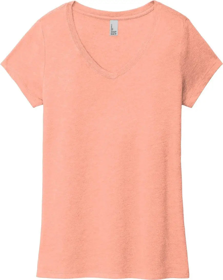 District Dm1350l Women’s Perfect Tri V-neck Tee - Heathered Dusty Peach
