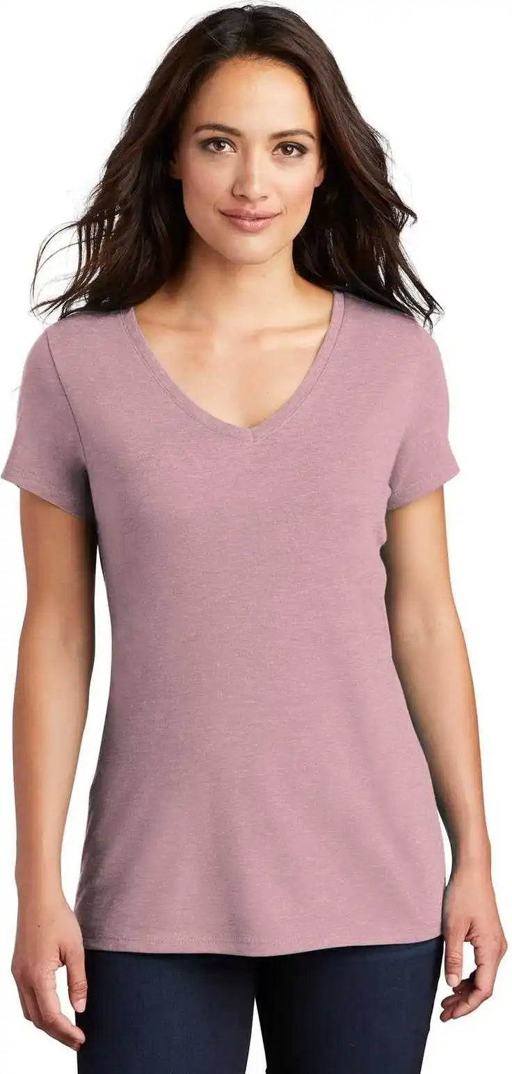 District Dm1350l Women’s Perfect Tri v Neck Tee Heathered Lavender