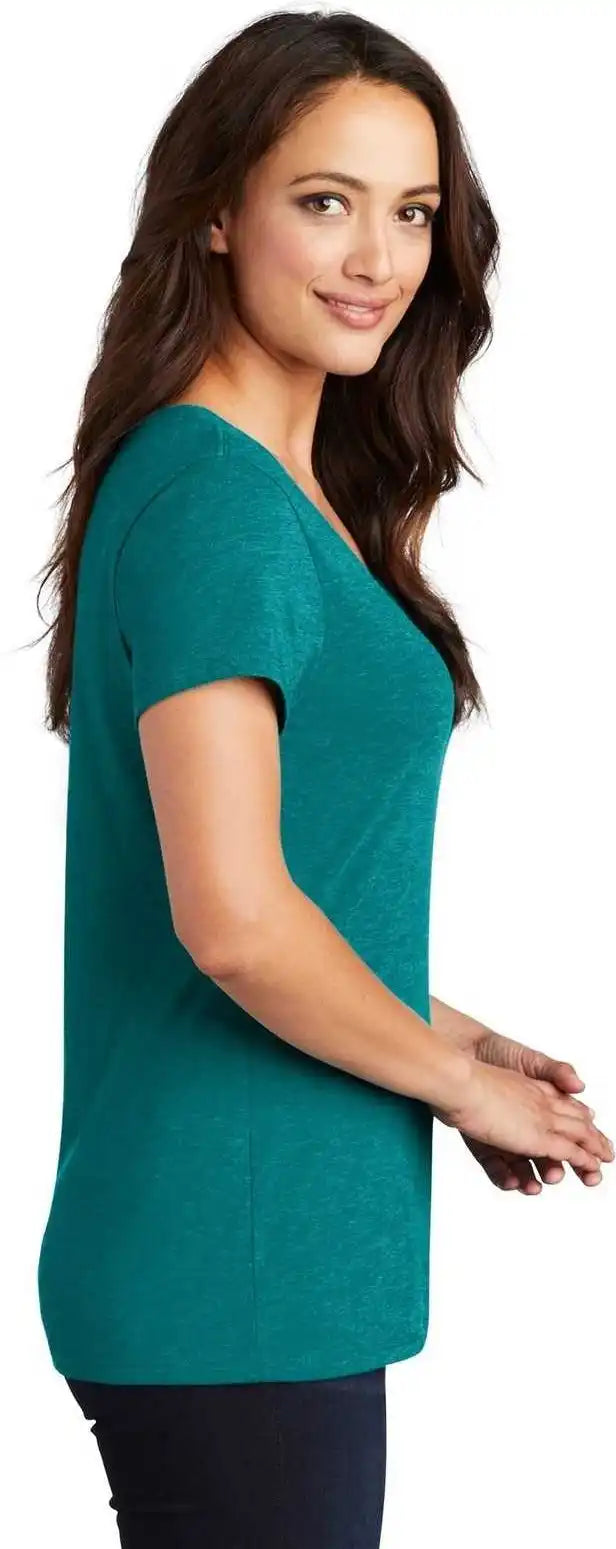 District Dm1350l Women’s Perfect Tri V-neck Tee - Heathered Teal