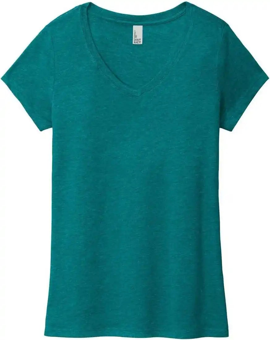 District Dm1350l Women’s Perfect Tri V-neck Tee - Heathered Teal