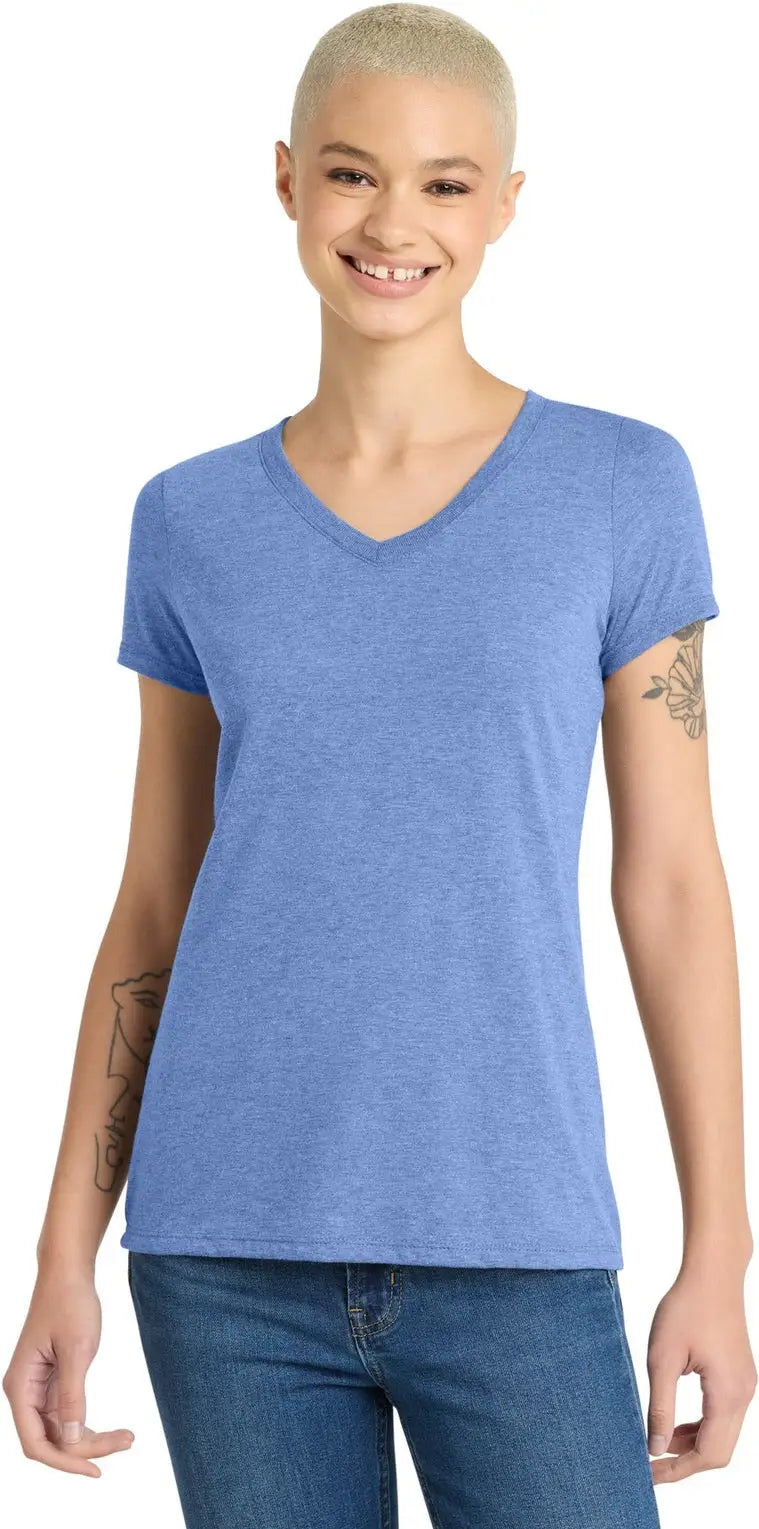 District Dm1350l Women’s Perfect Tri V-neck Tee - Maritime Frost - Ladies Xs