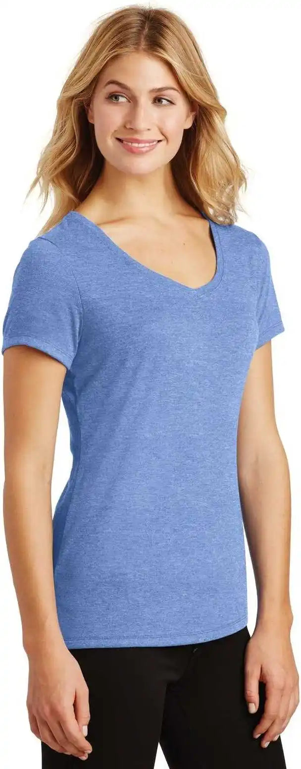 District Dm1350l Women’s Perfect Tri v Neck Tee Maritime Frost
