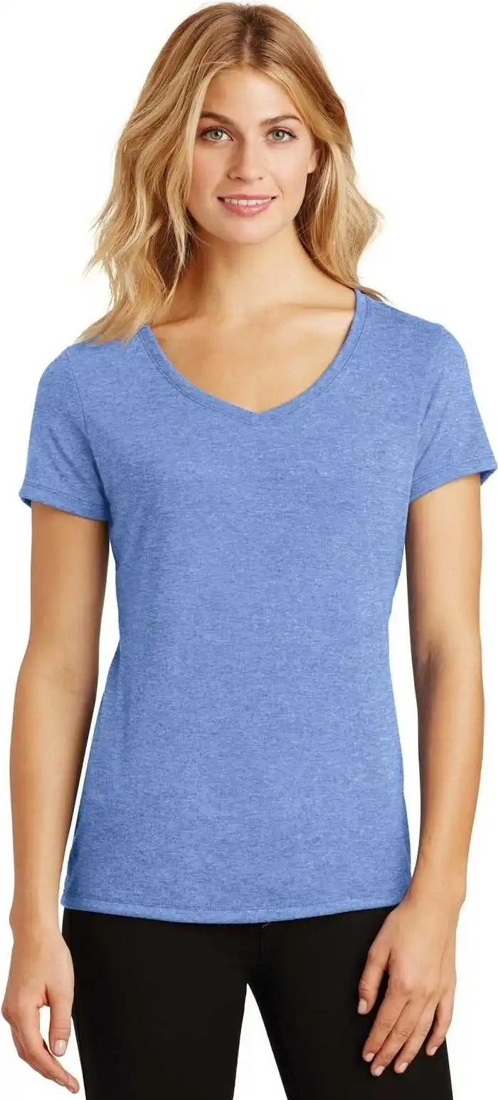 District Dm1350l Women’s Perfect Tri v Neck Tee Maritime Frost