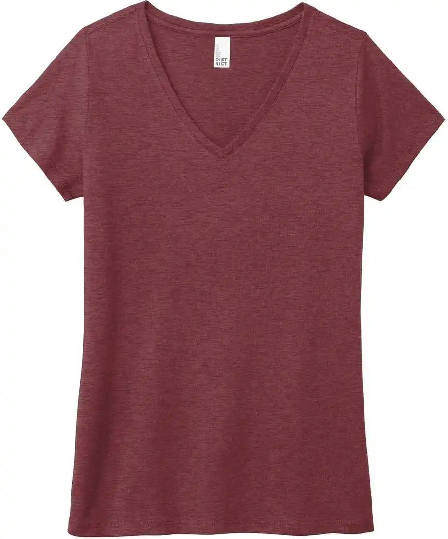 District Dm1350l Women’s Perfect Tri v Neck Tee Maroon Frost