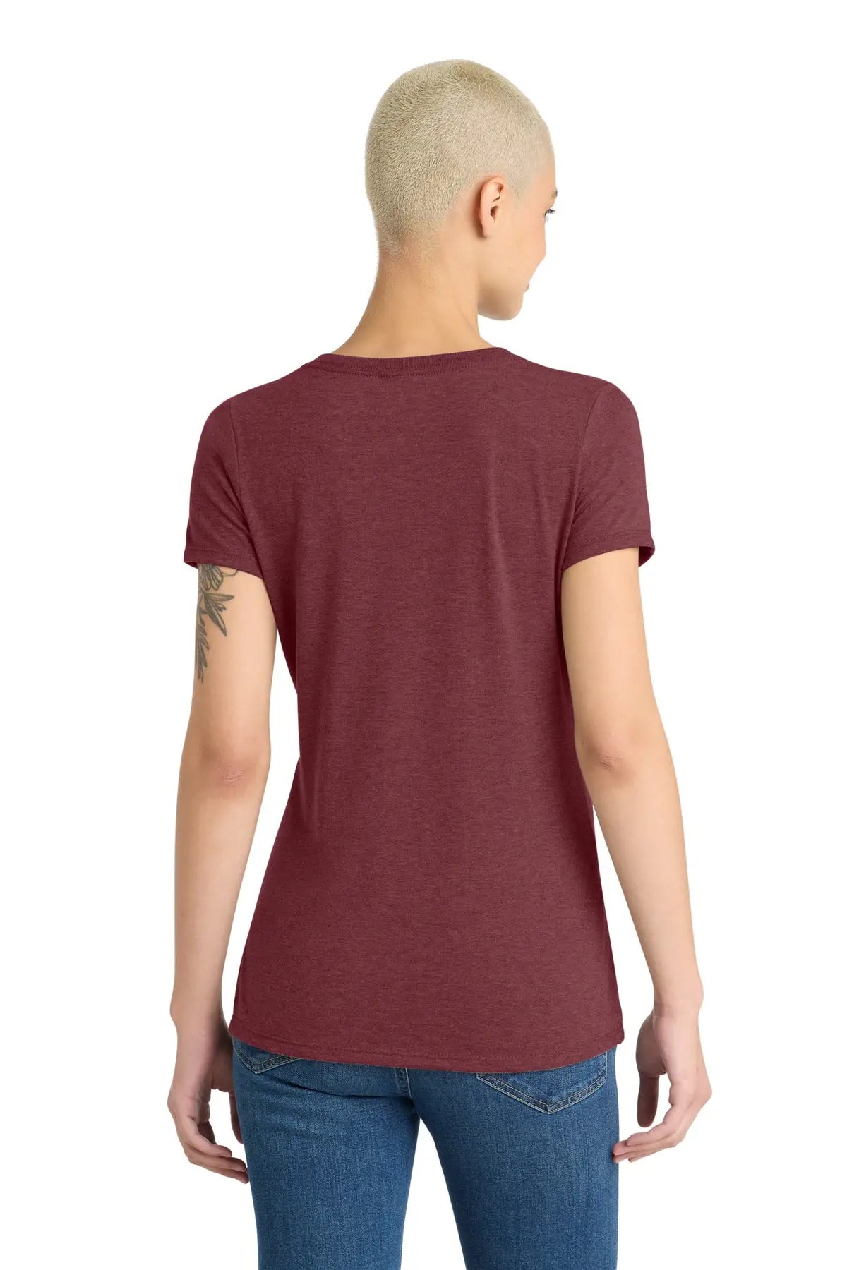 District Dm1350l Women’s Perfect Tri V-neck Tee - Maroon Frost