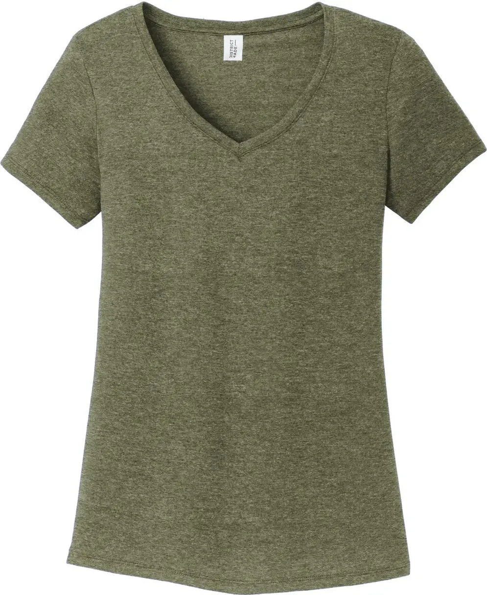 District Dm1350l Women’s Perfect Tri V-neck Tee - Military Green Frost