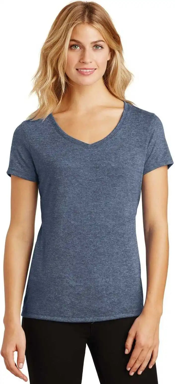 District Dm1350l Women’s Perfect Tri v Neck Tee Navy Frost