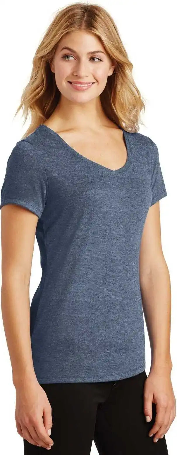 District Dm1350l Women’s Perfect Tri v Neck Tee Navy Frost