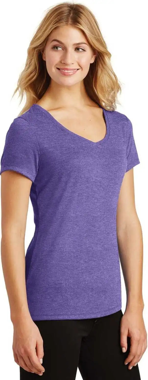 District Dm1350l Women’s Perfect Tri v Neck Tee Purple Frost