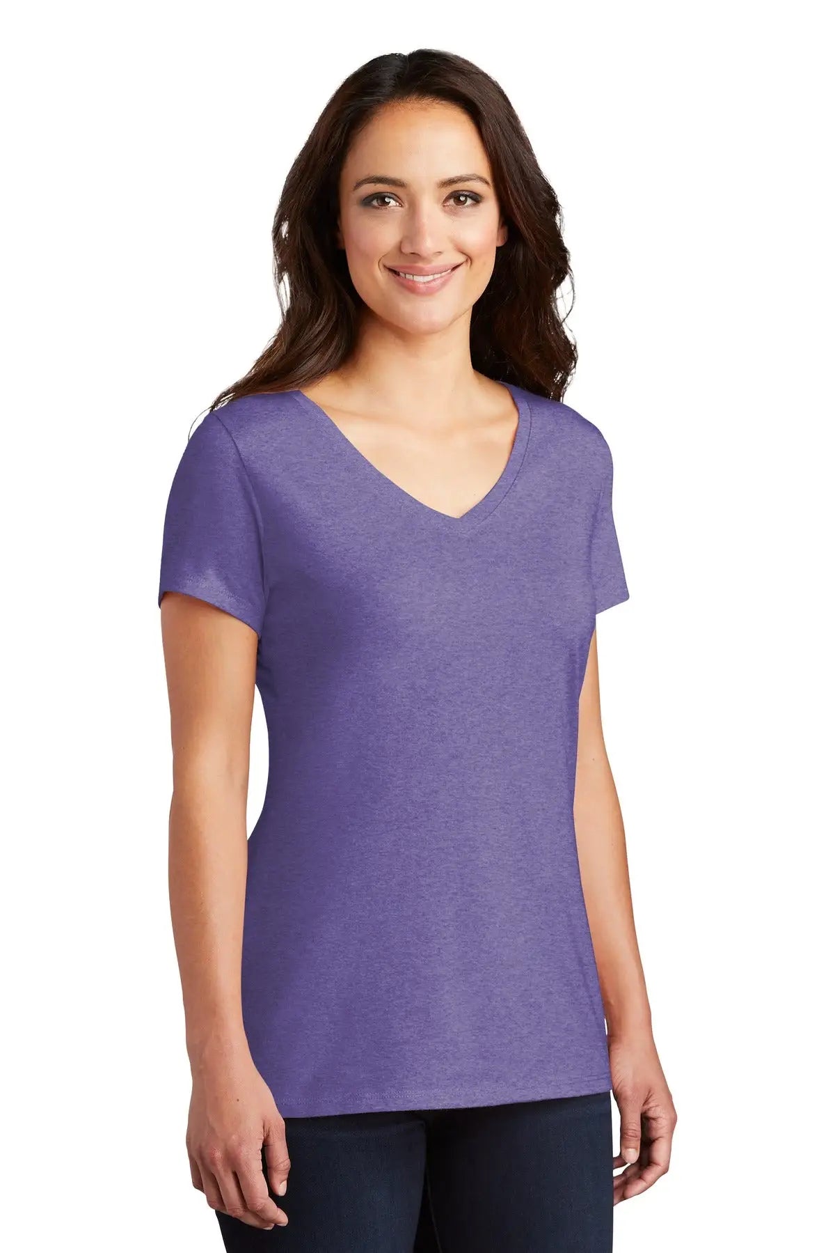 District Dm1350l Women’s Perfect Tri V-neck Tee - Purple Frost