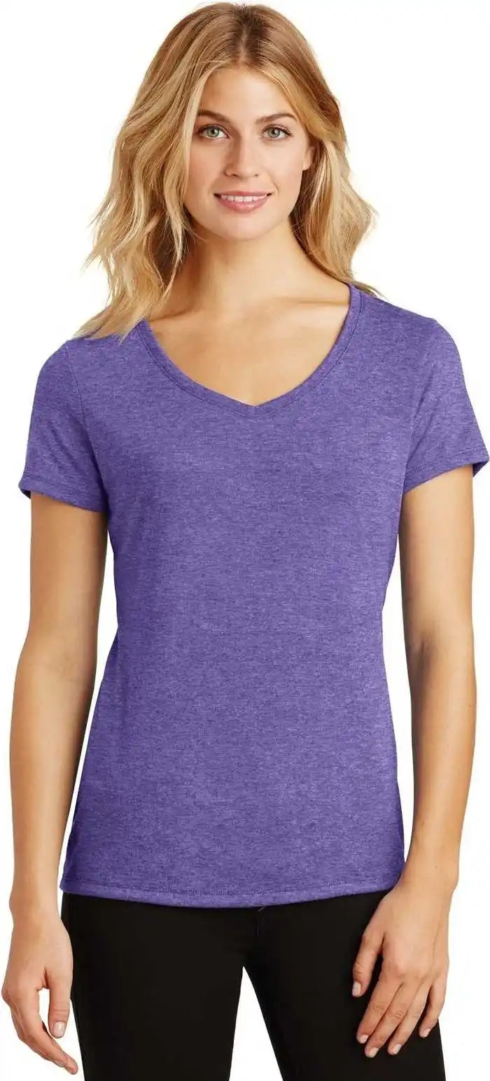 District Dm1350l Women’s Perfect Tri v Neck Tee Purple Frost