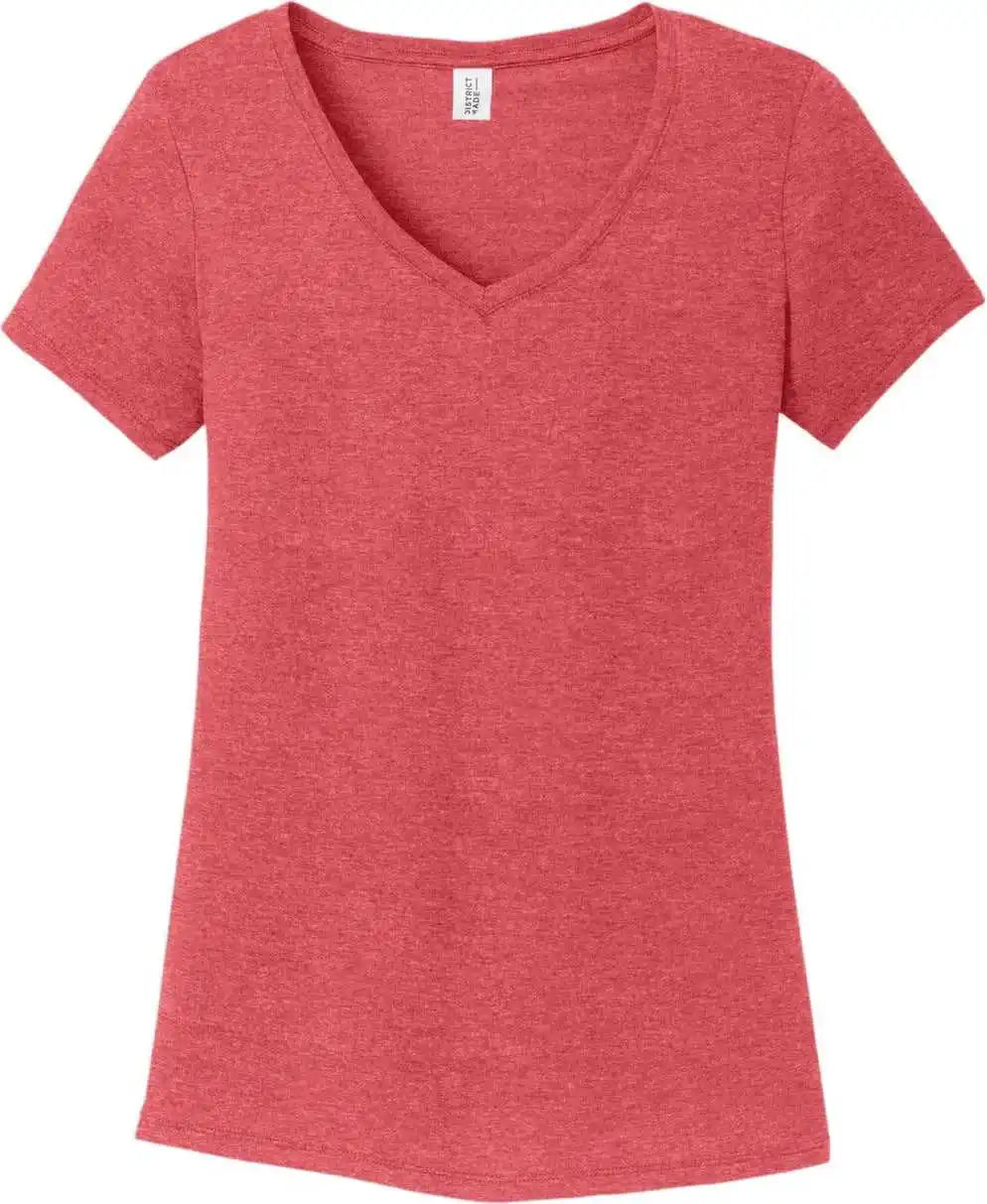 District Dm1350l Women’s Perfect Tri V-neck Tee - Red Frost