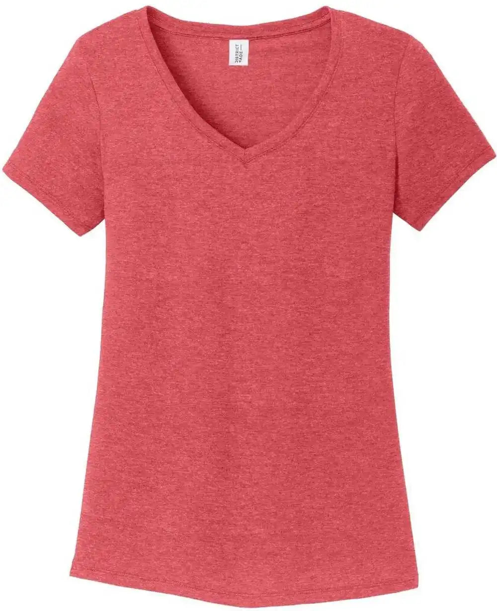 District Dm1350l Women’s Perfect Tri v Neck Tee Red Frost