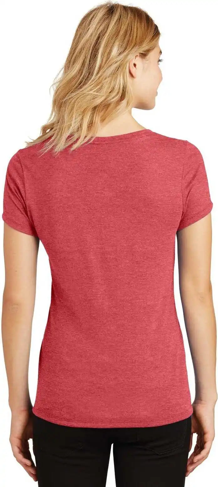District Dm1350l Women’s Perfect Tri v Neck Tee Red Frost